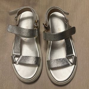 Stuart weitzman zoelie metallic silver sandal size 38.5
